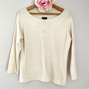🎯3/$10 EVIE Ivory Beaded Knit Sweater Large